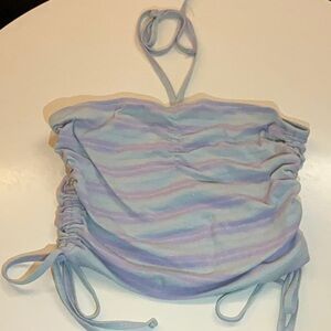 Sugar Thrillz Pastel Striped Sparkle Tube/Halter Top